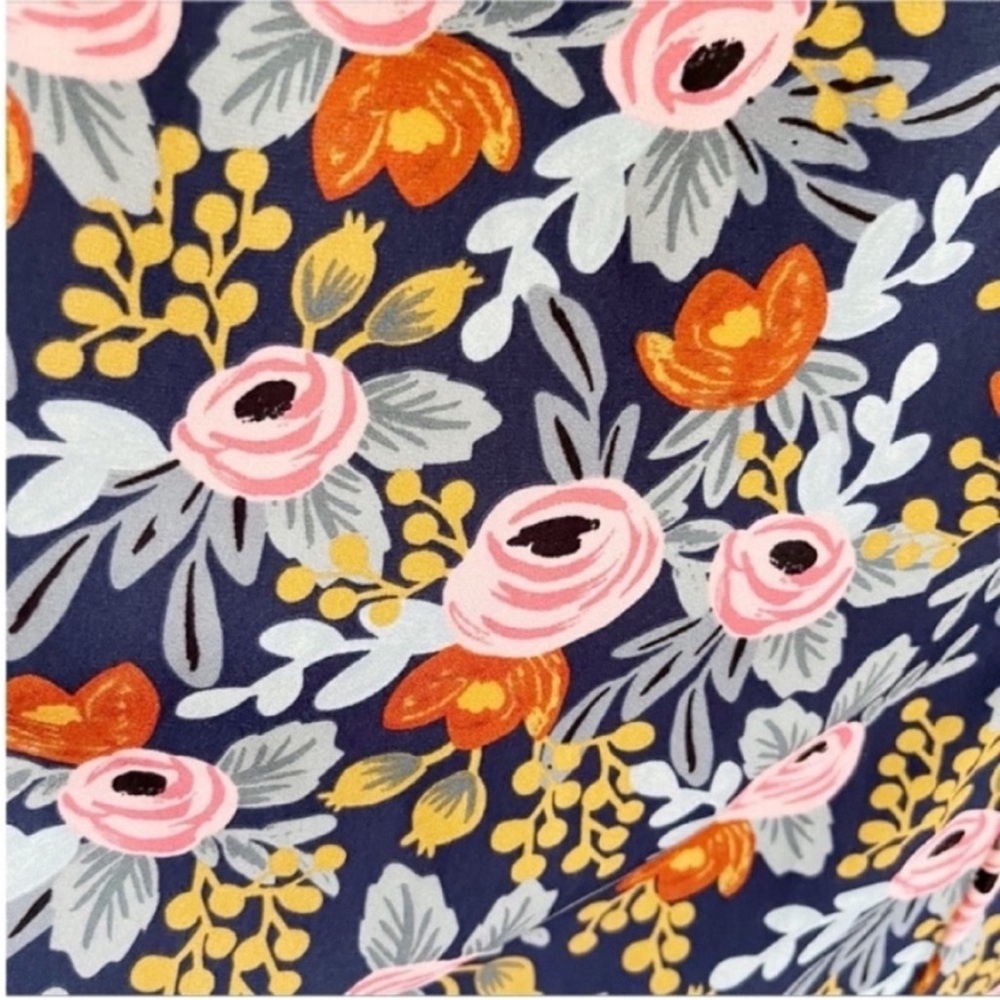 Anthro Paper Crown Rifle Paper Co Efflorescence swing dress floral blue pink - Picture 3 of 10